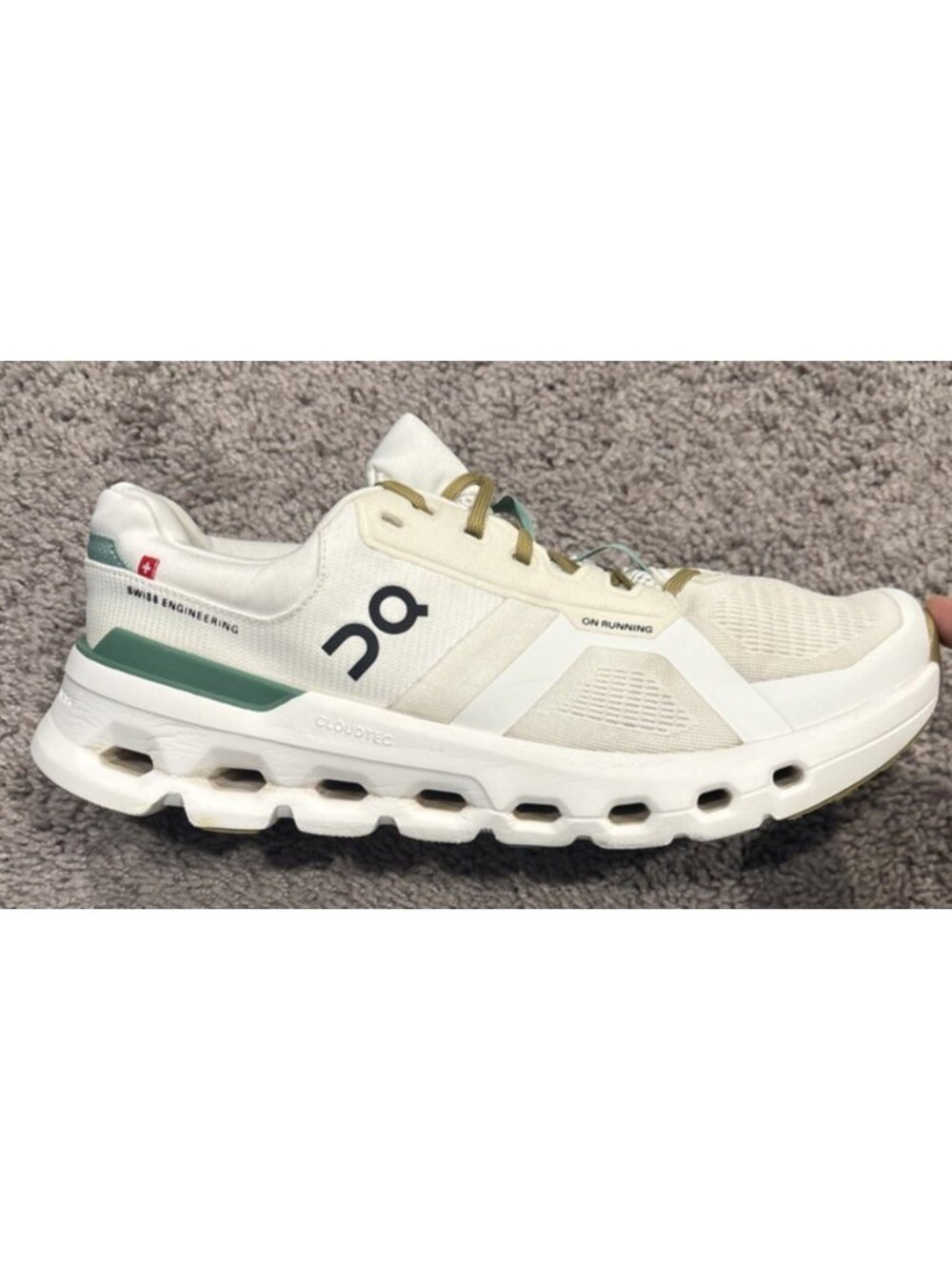On Cloud Cloudrunner 2 White/Green Women's Running Shoes Size 10.5